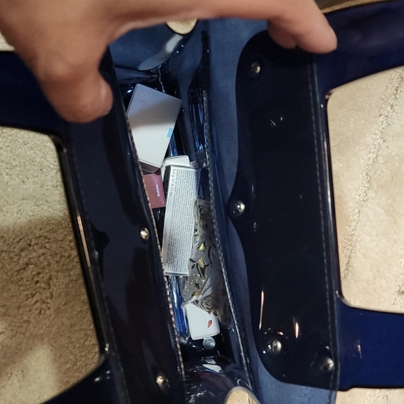 Kieselstein-cord navy hand-held handbag - Picture 6 of 12